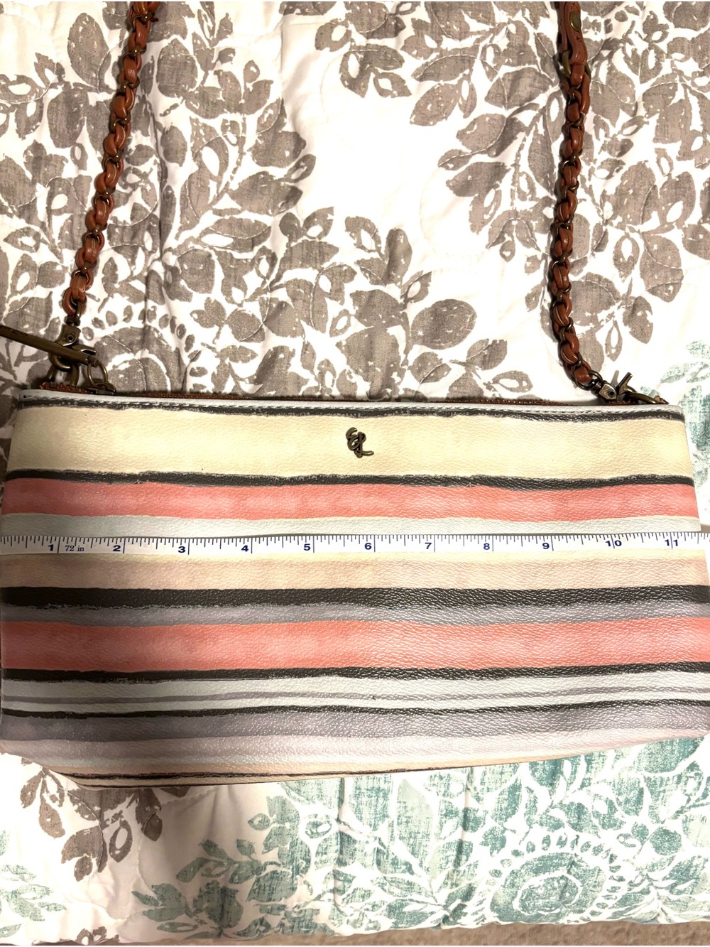 Boho Elliott Lucca Multicolor Striped Crossbody Bag Boho Leather Trim